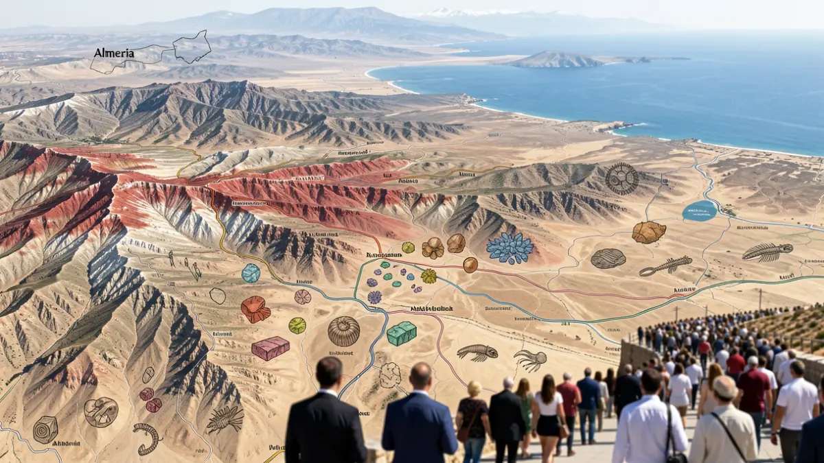 Geological map of Almería with diverse rock formations and landscapes.