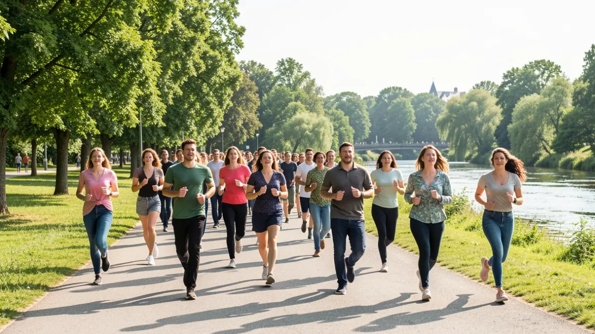 Imagen genérica de personas corriendo en un parque.