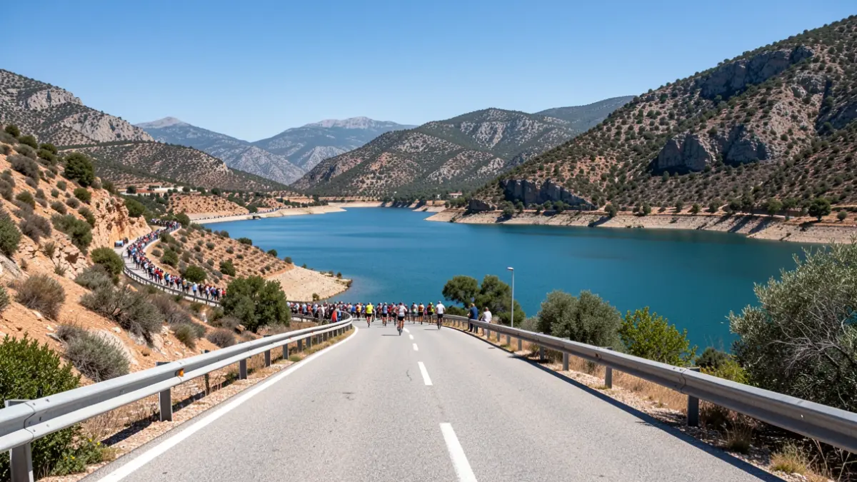 Imagen genérica de la carretera de montaña del Pantano del Quiebrajano en Andalucía.