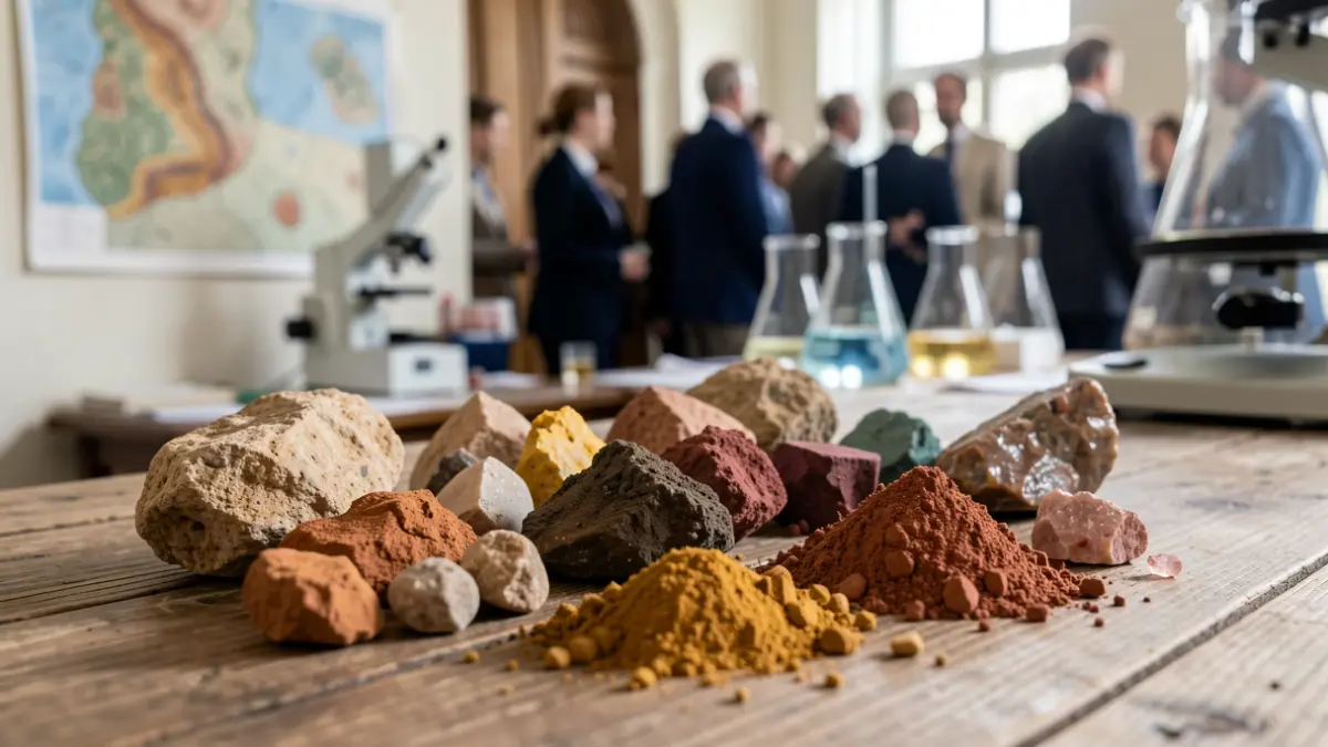 Natural mineral pigments and geology tools.