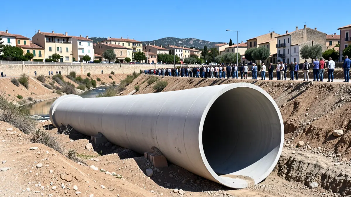 Imagen de las obras de embovedado del arroyo El Estanquillo en Manilva.