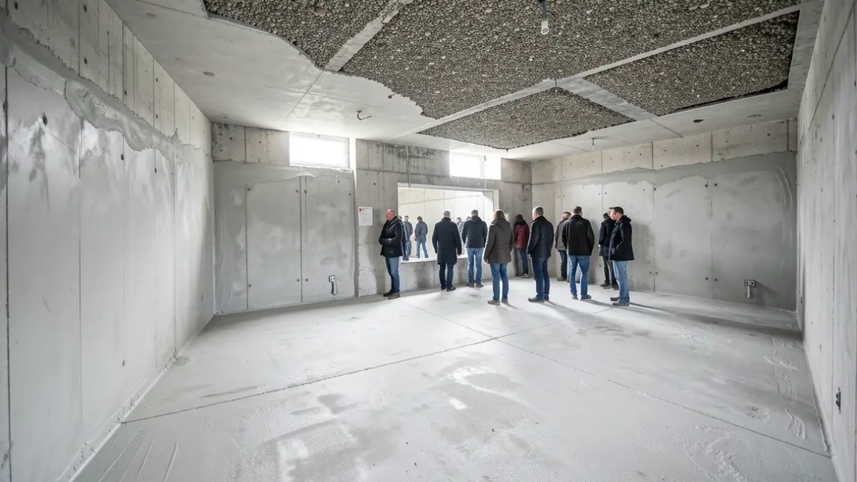 Interior de un depósito municipal de agua en Baza durante obras de rehabilitación.