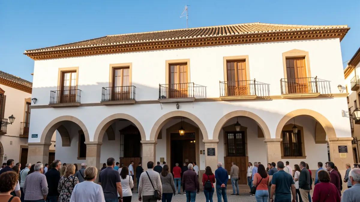 Fachada de un ayuntamiento andaluz tradicional.