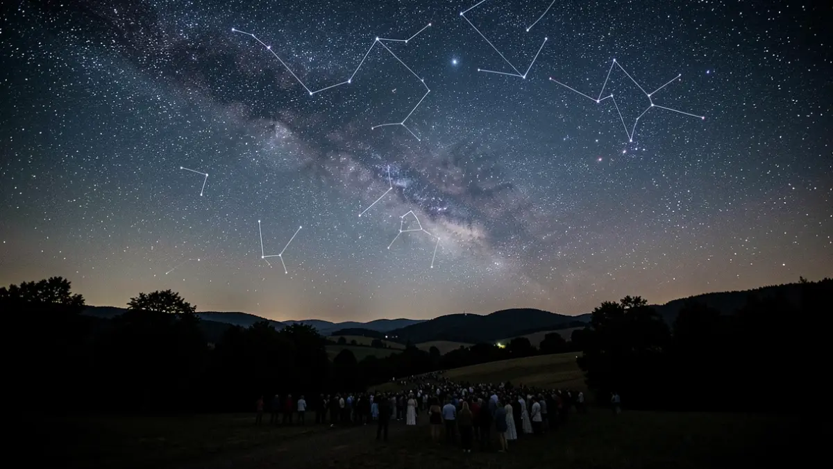 Imagen genérica de un cielo nocturno estrellado sobre un paisaje natural.