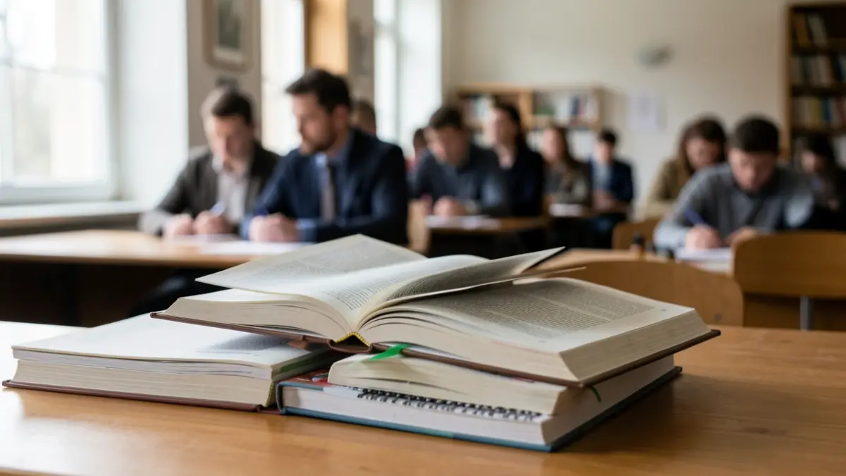 Generic image of books and study materials on a desk.