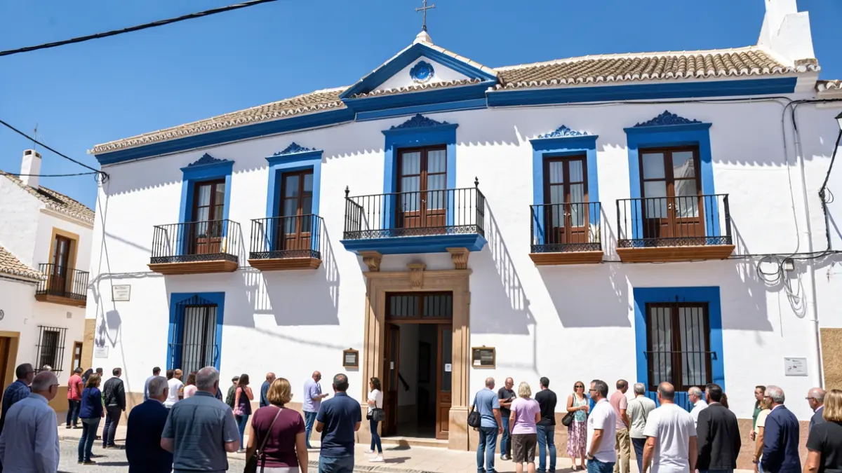 Facade of the Belmez Town Hall with Andalusian architectural details.