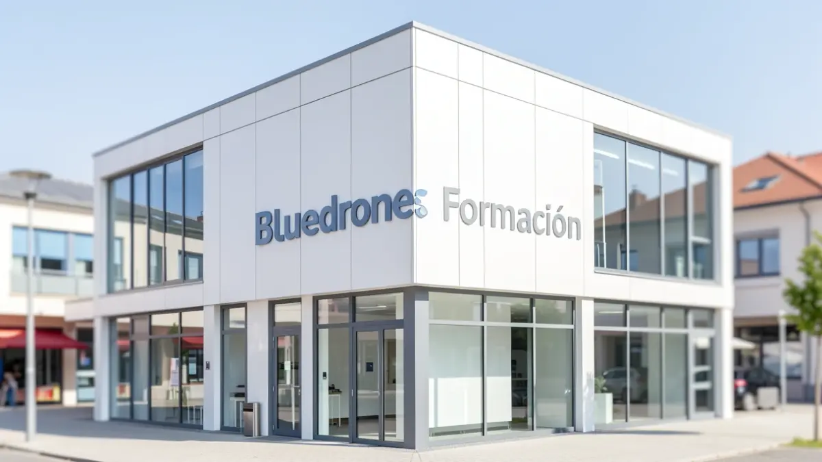 Fachada de la empresa Bluedrone Formación, especializada en drones.
