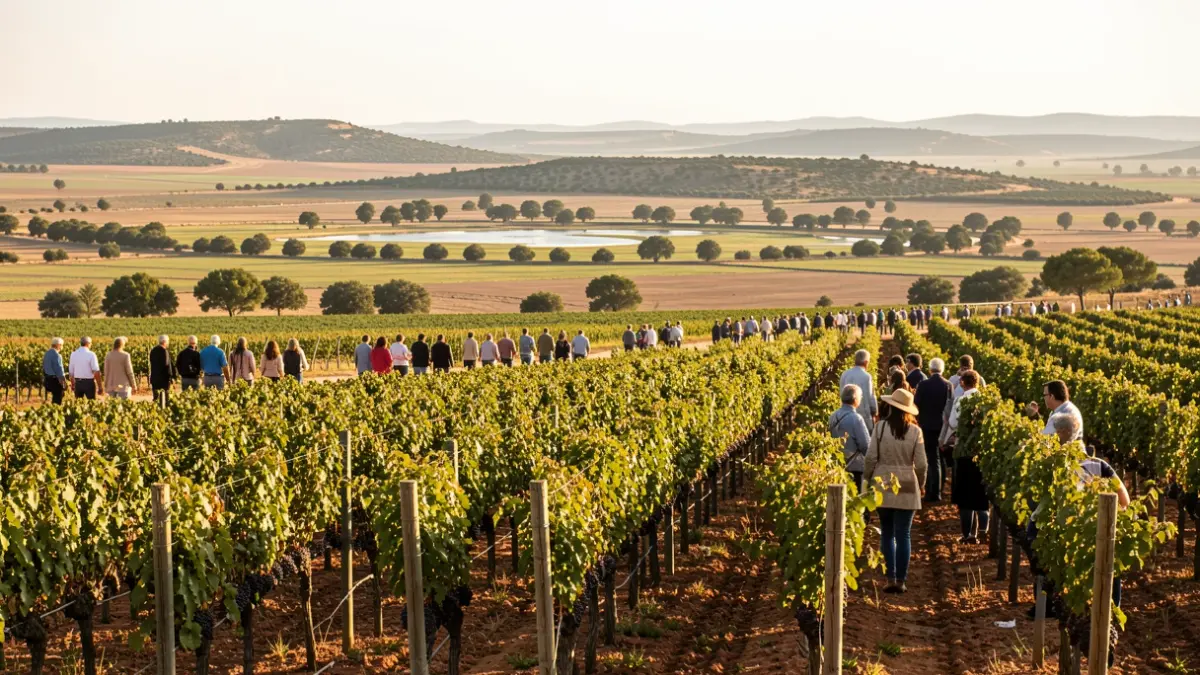 Vineyards in Andalusia with the Doñana park in the background.