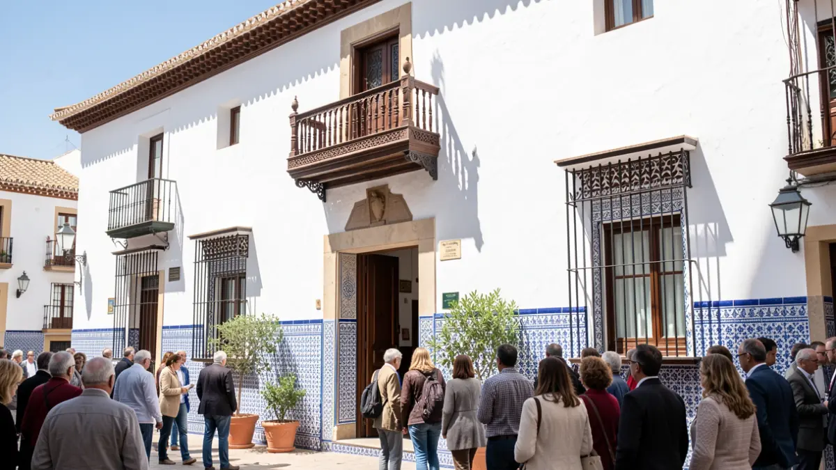 Facade of an Andalusian town hall with traditional architectural details.