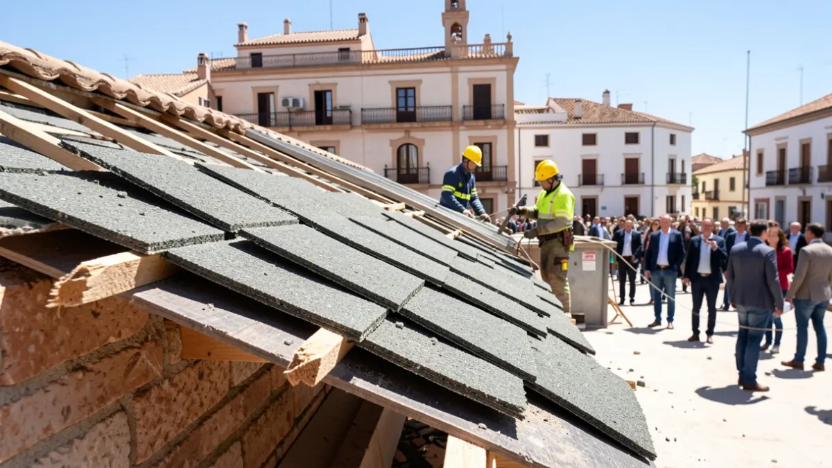 Removal of asbestos roofing from municipal buildings in Cabra.