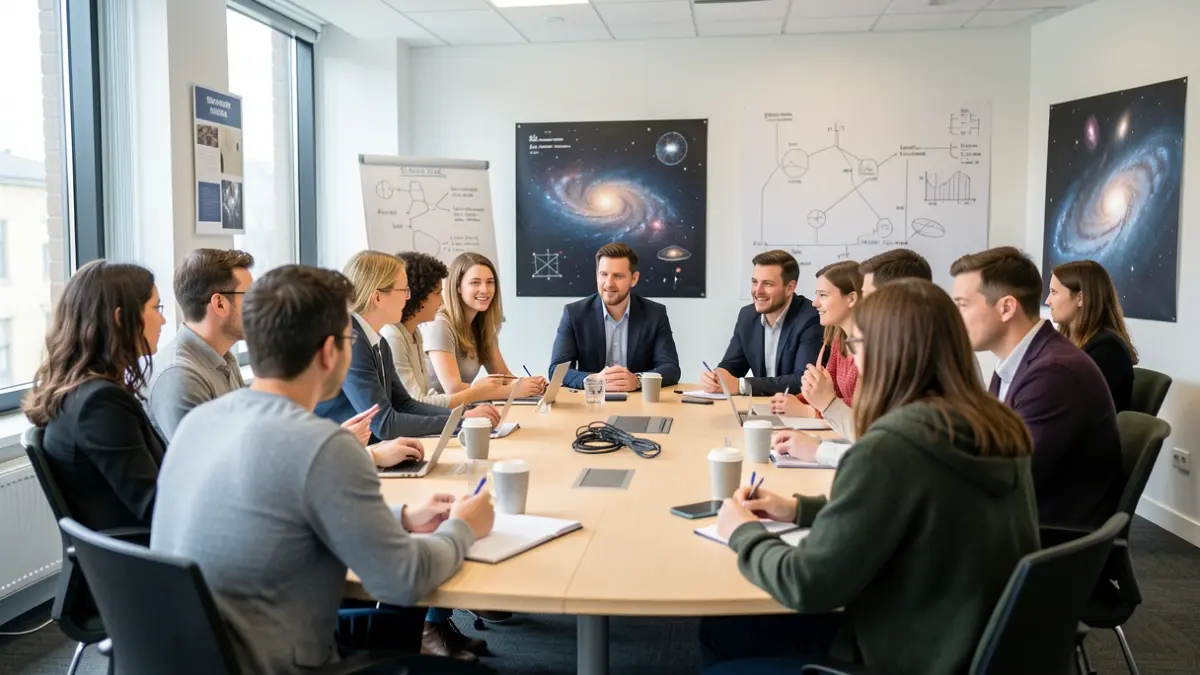 Generic image of a round table discussion among scientists discussing aerospace topics.