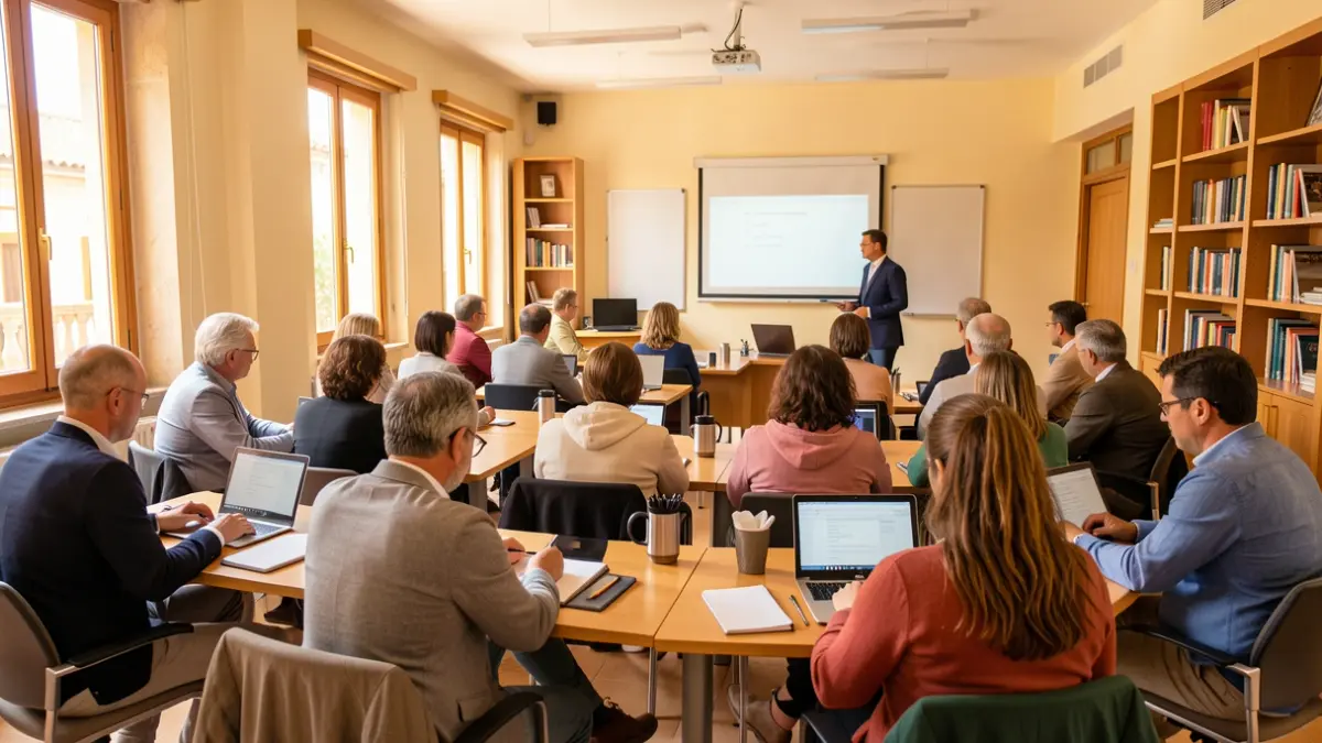 Image of a diverse group of adults in a professional training workshop in Andalusia.