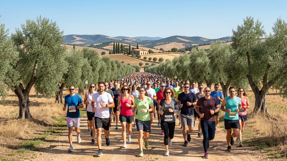 Image of a charity run in a rural Andalusian setting.