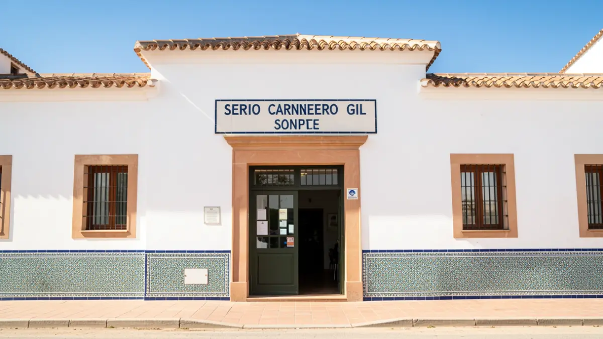 Facade of the Sergio Carnerero Gil Sports Complex in Casariche.
