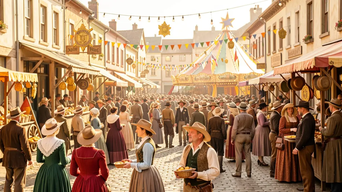 Generic image of an Old West theme with festive carnival elements.