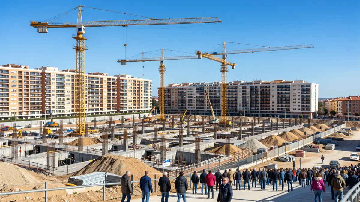 Imagen de la obra del complejo residencial FIBES R-1 en Sevilla Este.