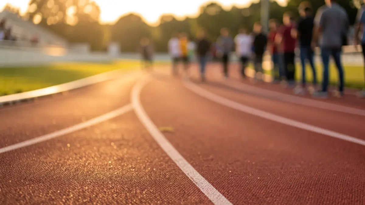 Imagen genérica de una pista de atletismo al atardecer.