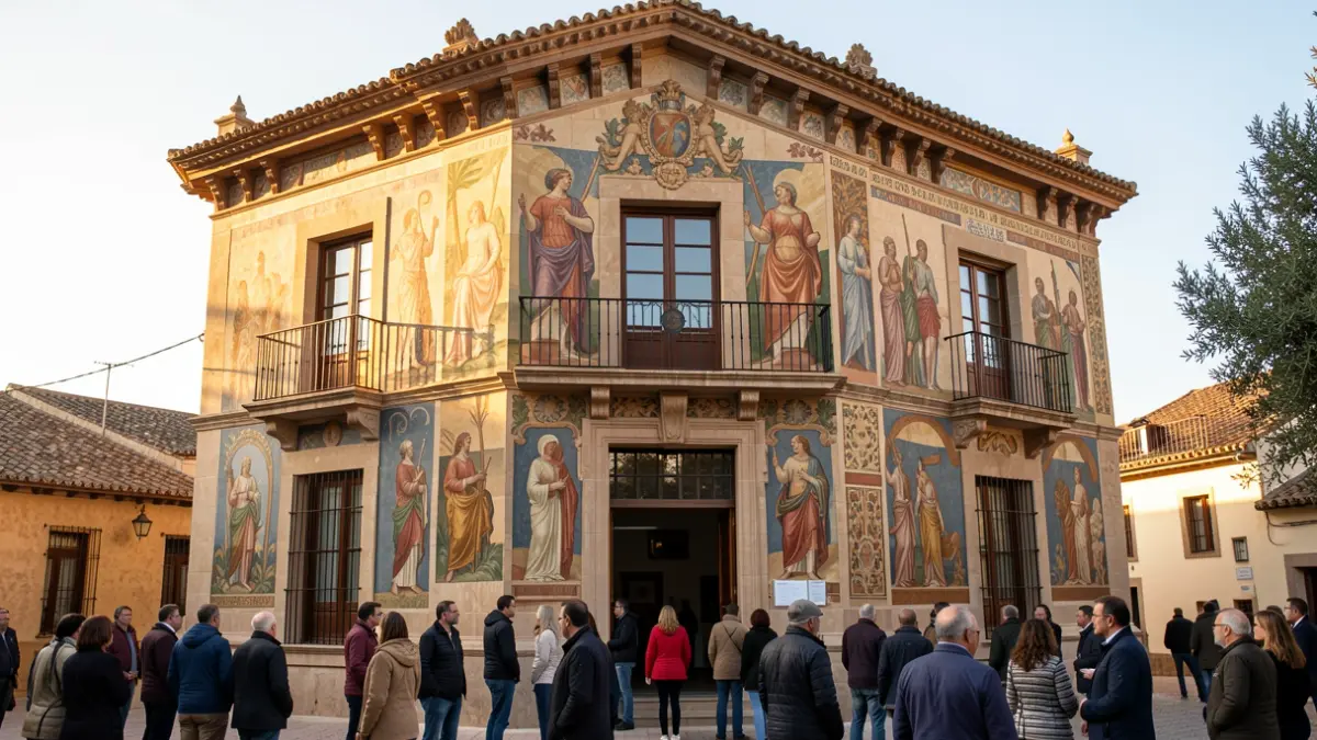 Facade of Casa Figueras in Cuevas del Almanzora with its modernist mural paintings.