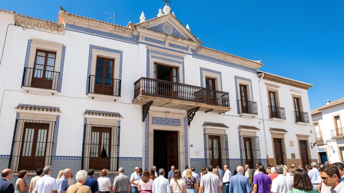 Fachada del Ayuntamiento de Cuevas del Almanzora con detalles arquitectónicos andaluces.