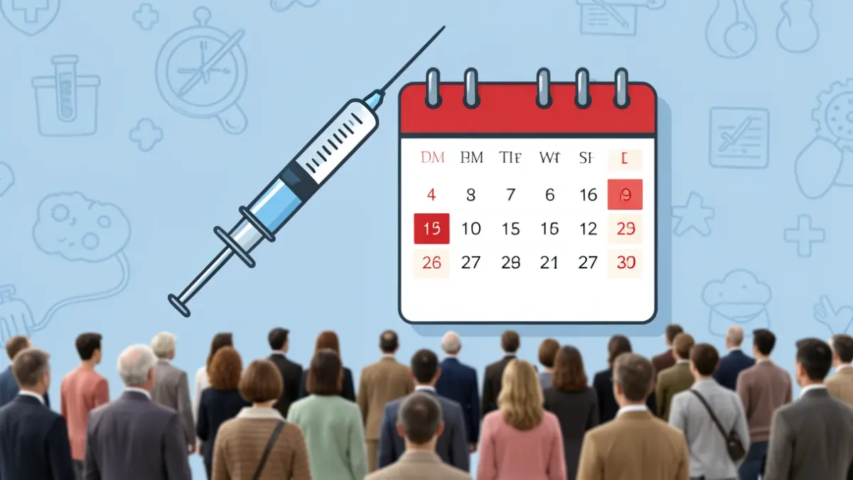 Imagen genérica de una jeringuilla y un calendario para la campaña de vacunación.