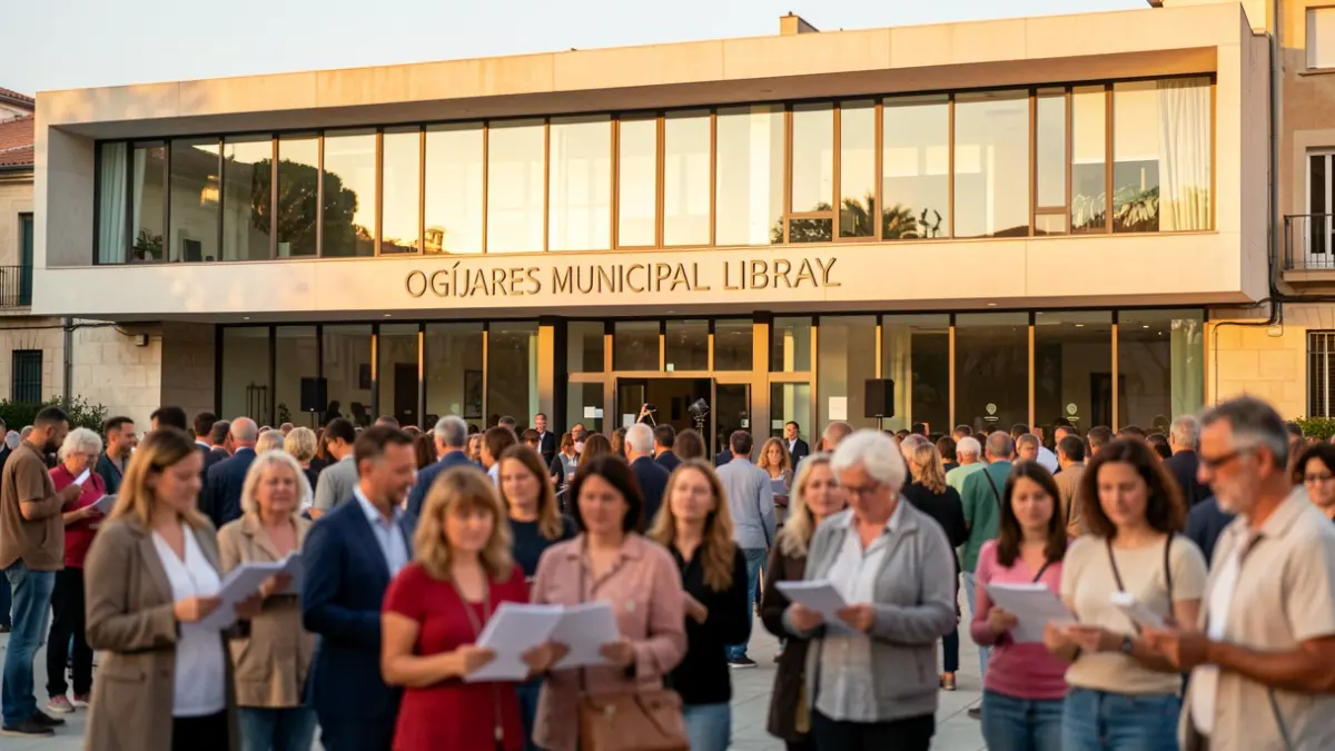 Imagen de la Biblioteca Municipal de Ogíjares durante un casting para la película 'La Bola Negra'.