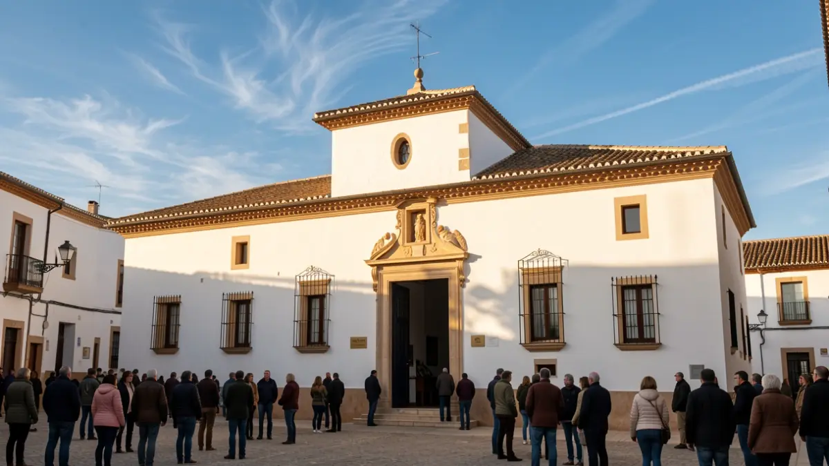 Fachada del Ayuntamiento de Bacares, Almería, con luz de tarde.