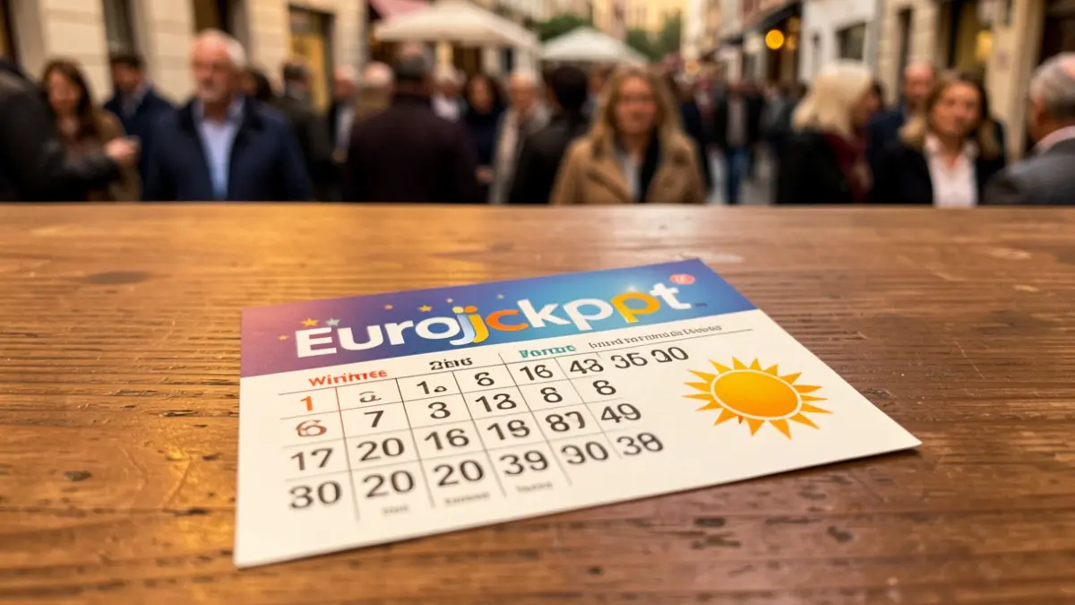Eurojackpot lottery ticket with winning numbers.
