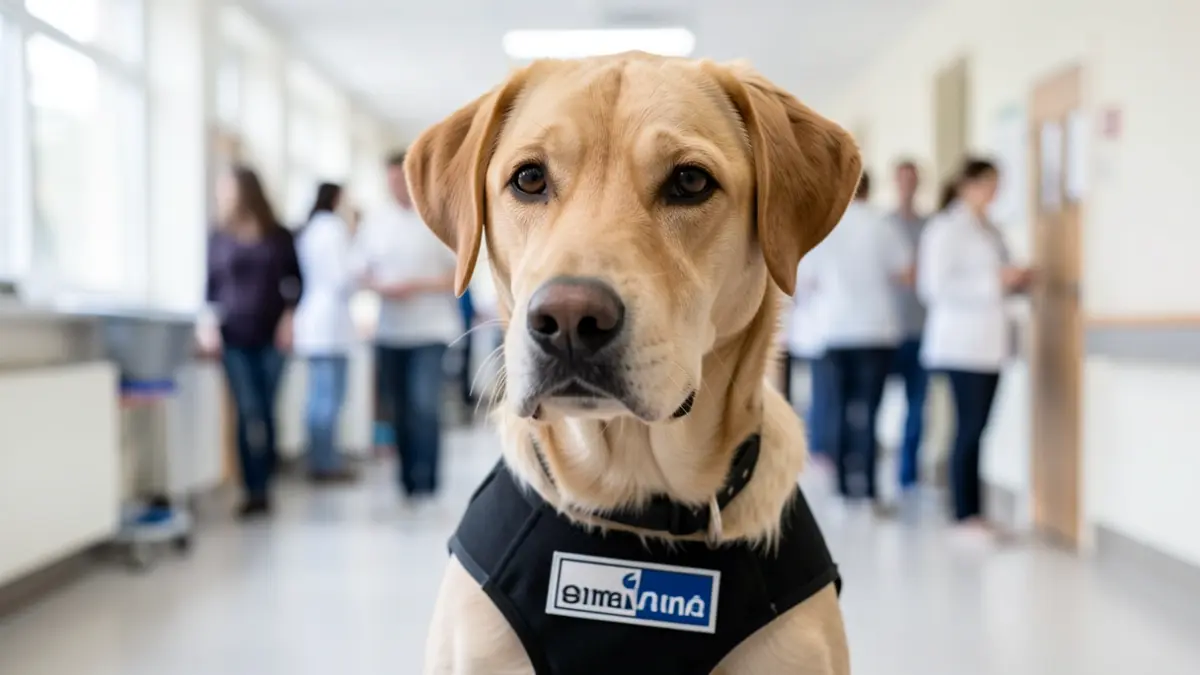 Imagen genérica de un perro de terapia en un entorno hospitalario.
