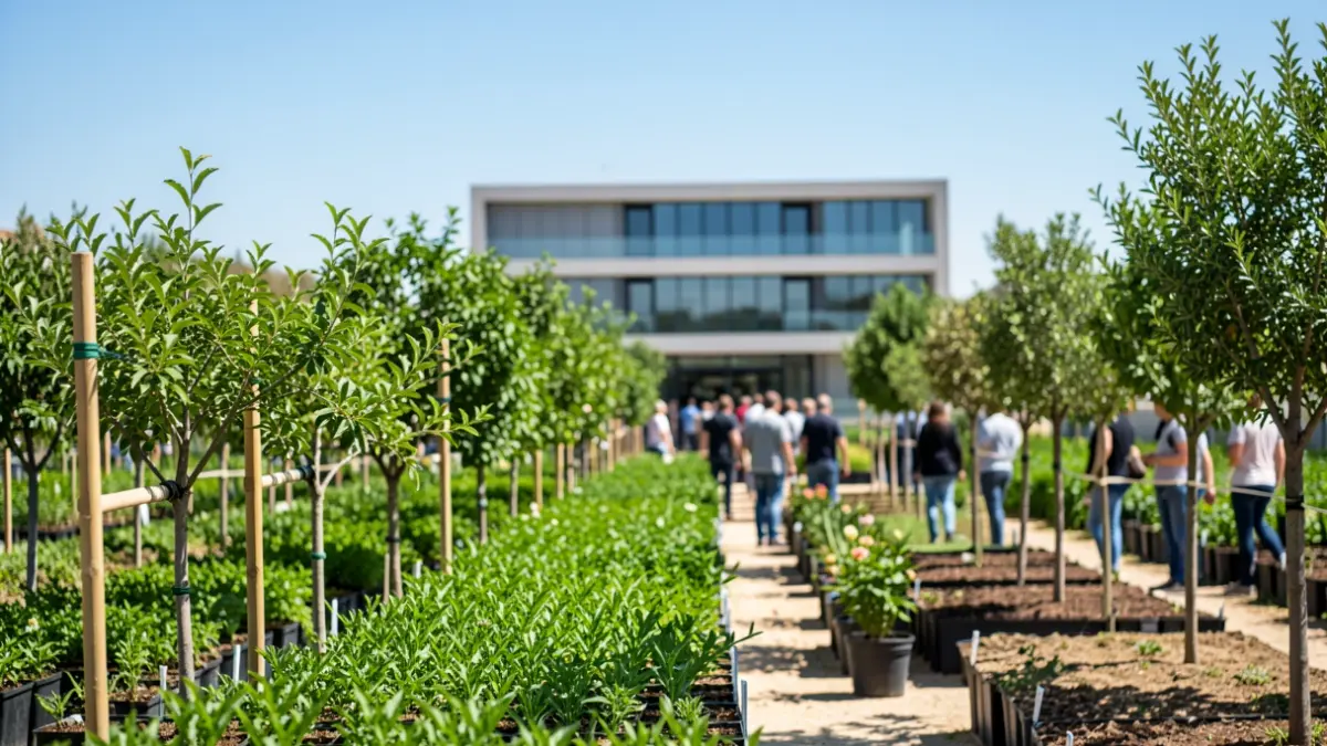 Image of the Provincial Nursery of Almería with plants and trees.