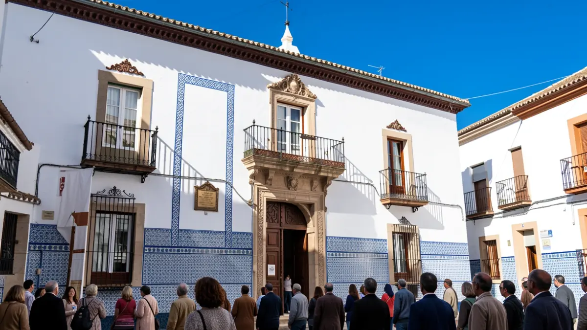 Facade of the Guadalcázar Town Hall with Andalusian details.