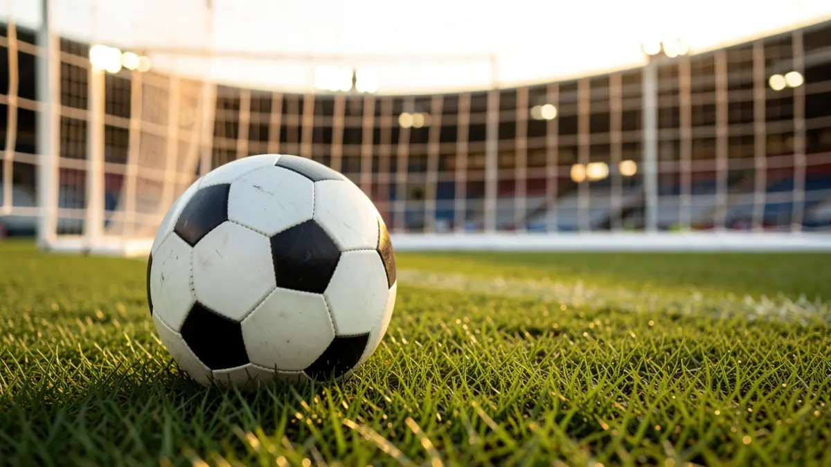 Generic image of a soccer ball on a stadium field.