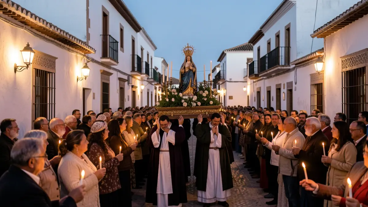 Procesión religiosa en Villa del Río en honor a la Virgen de la Estrella Coronada.