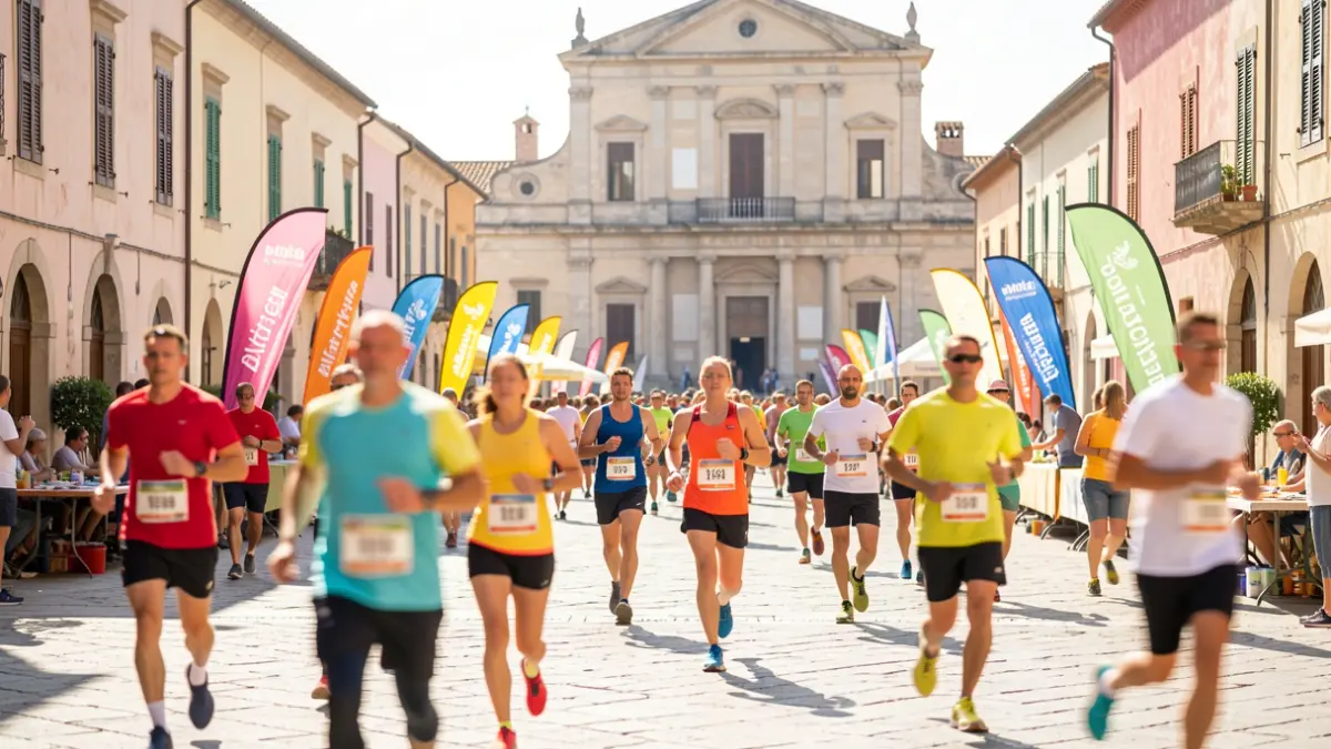 Generic image of a charity race in an Andalusian square with participants.