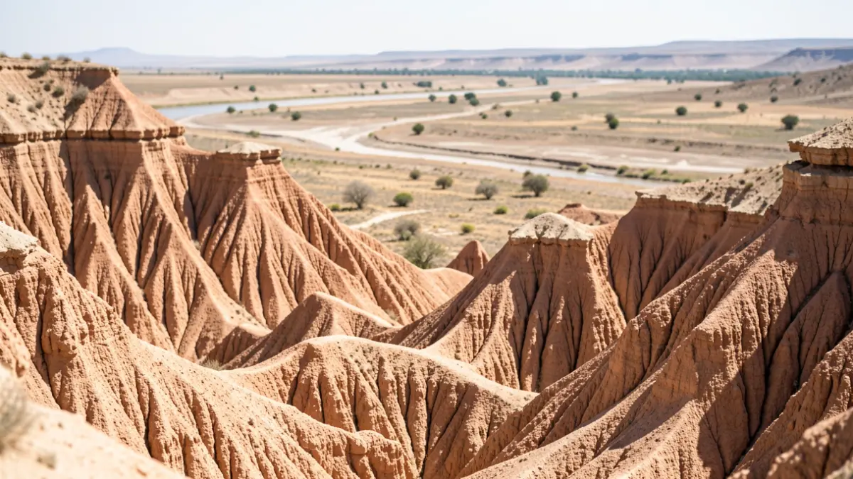 Arid landscape with unique geological formations in southern Spain.