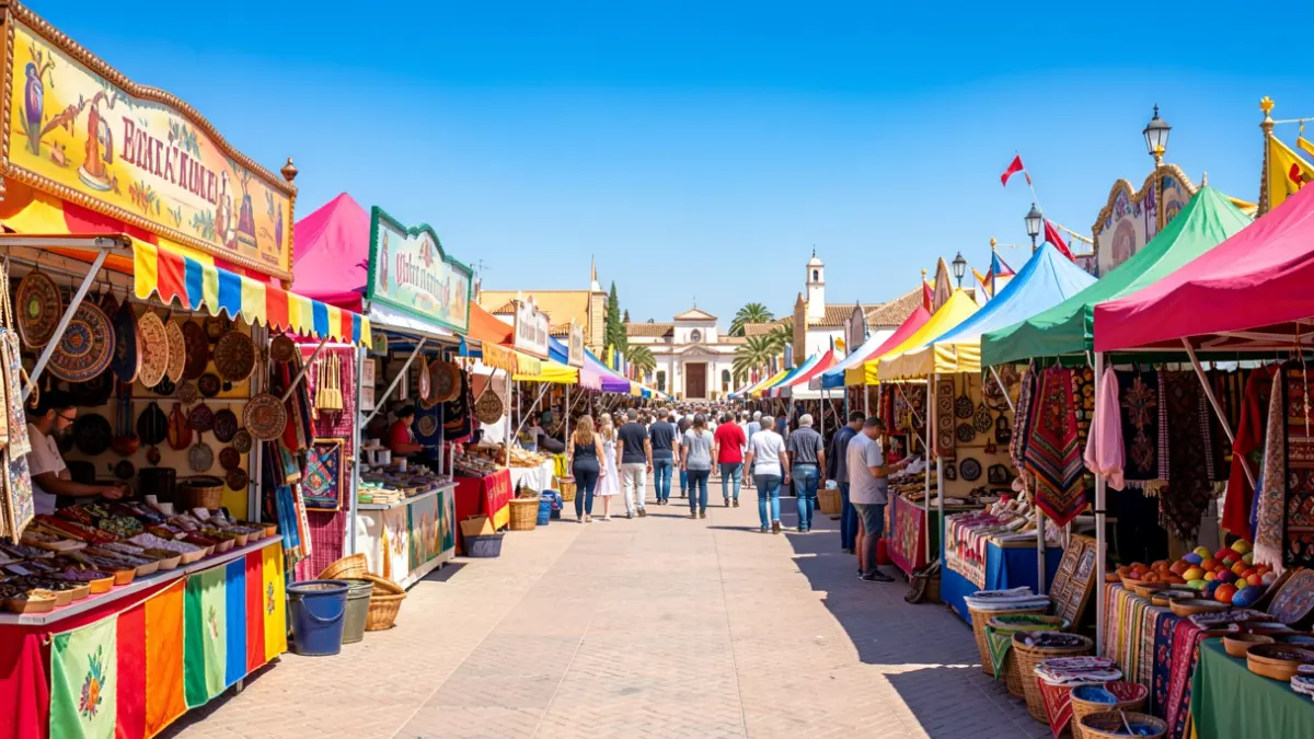Imagen genérica de una feria en Andalucía con puestos y carpas.