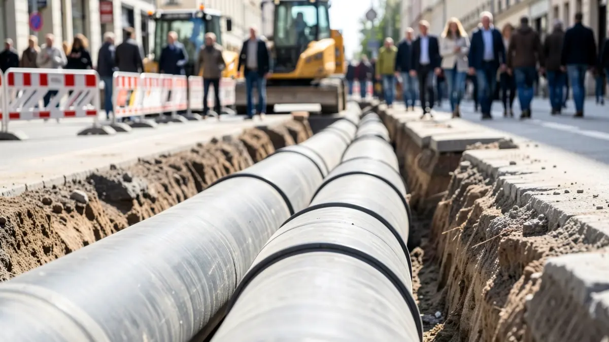 Image of drainage pipe installation work on a street.