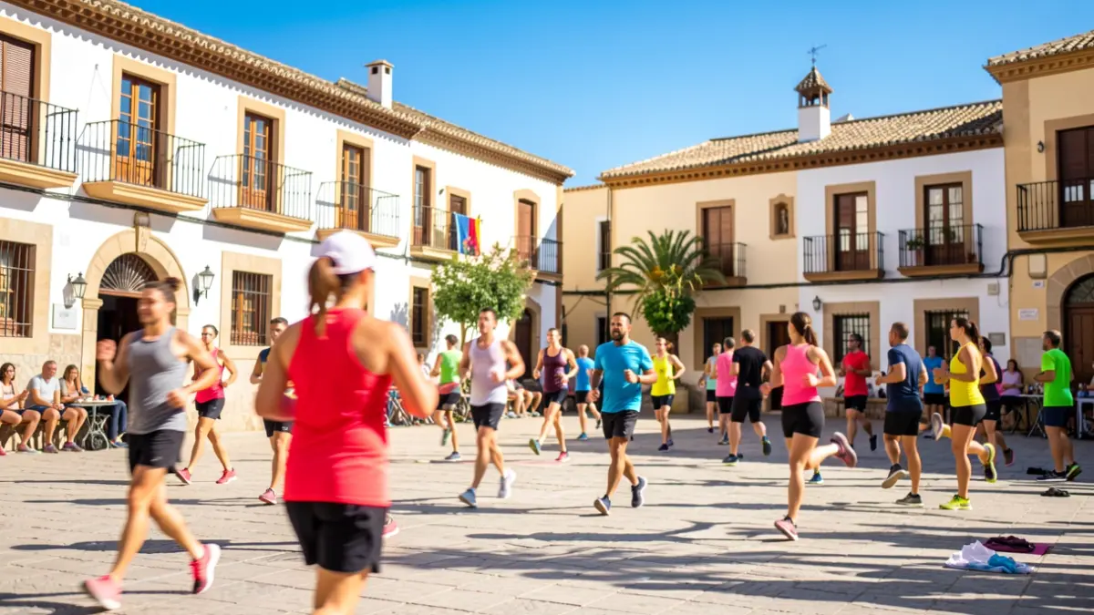 Generic image of an outdoor sports event in an Andalusian square with people participating.