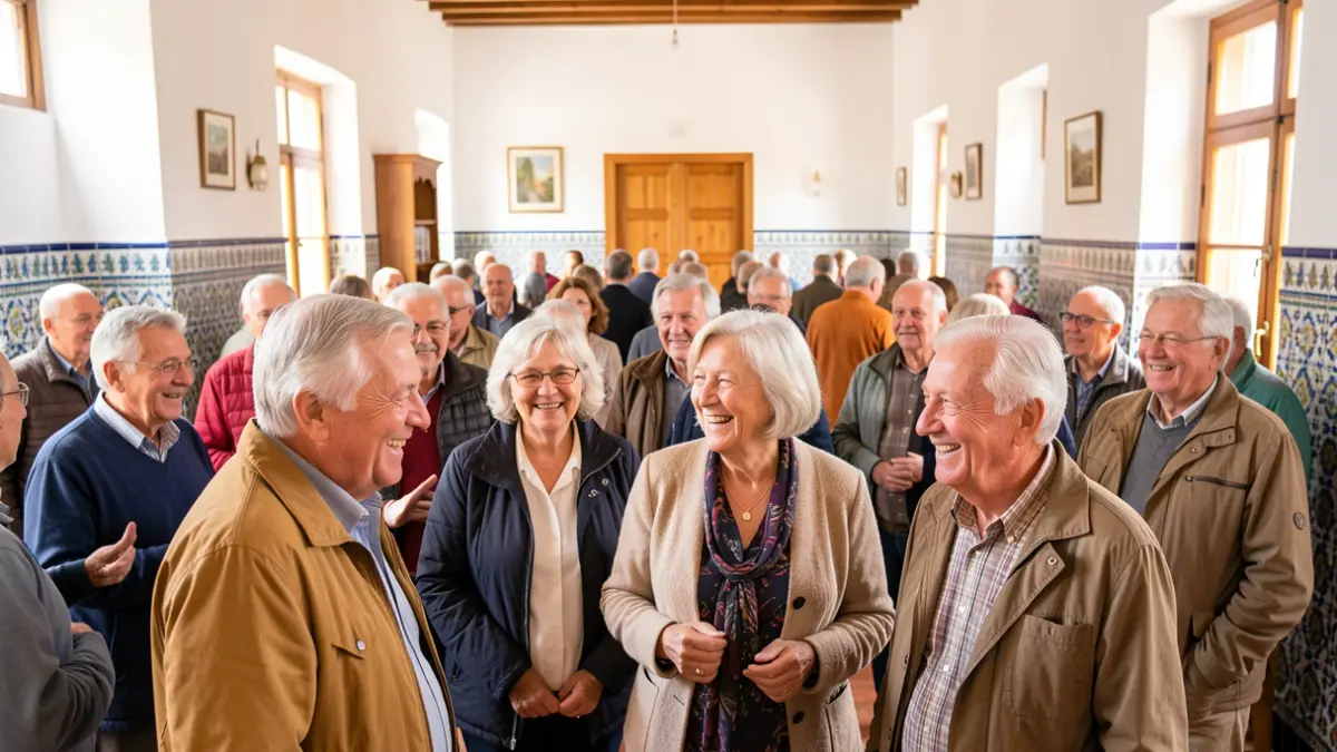 Imagen genérica de personas mayores disfrutando de un evento social en un centro comunitario andaluz.