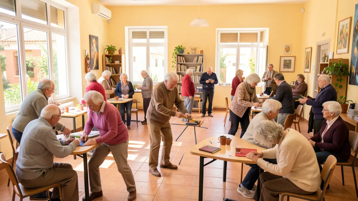 Elderly people participating in an active maintenance workshop in a community center.