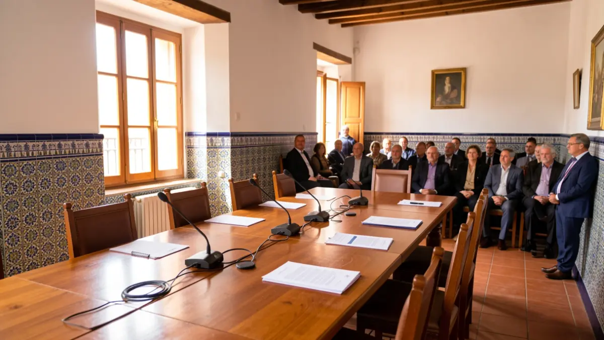 Generic image of a meeting room in an Andalusian town hall.