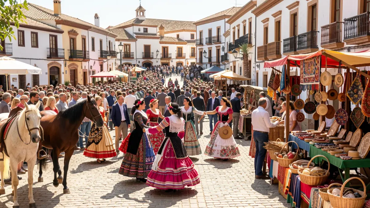 Imagen de la fiesta 'Una Pará en Gines' con caballos, flamenco y artesanía.