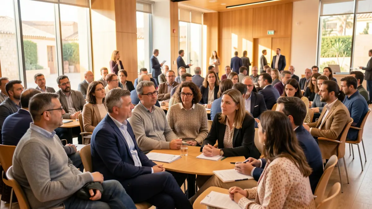 Generic image of professionals and citizens at a meeting on palliative care in Andalusia.