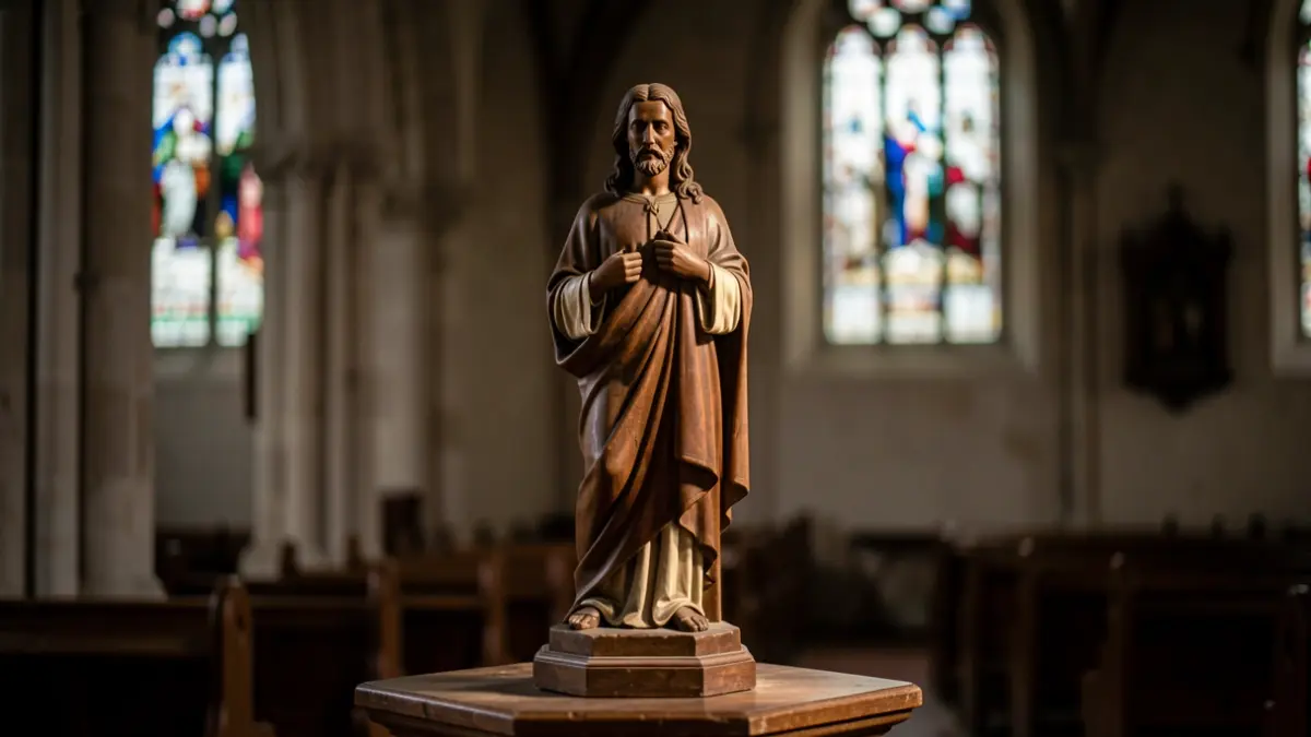 Image of the new sculpture of San Vicente displayed in the church of Guadalcázar.