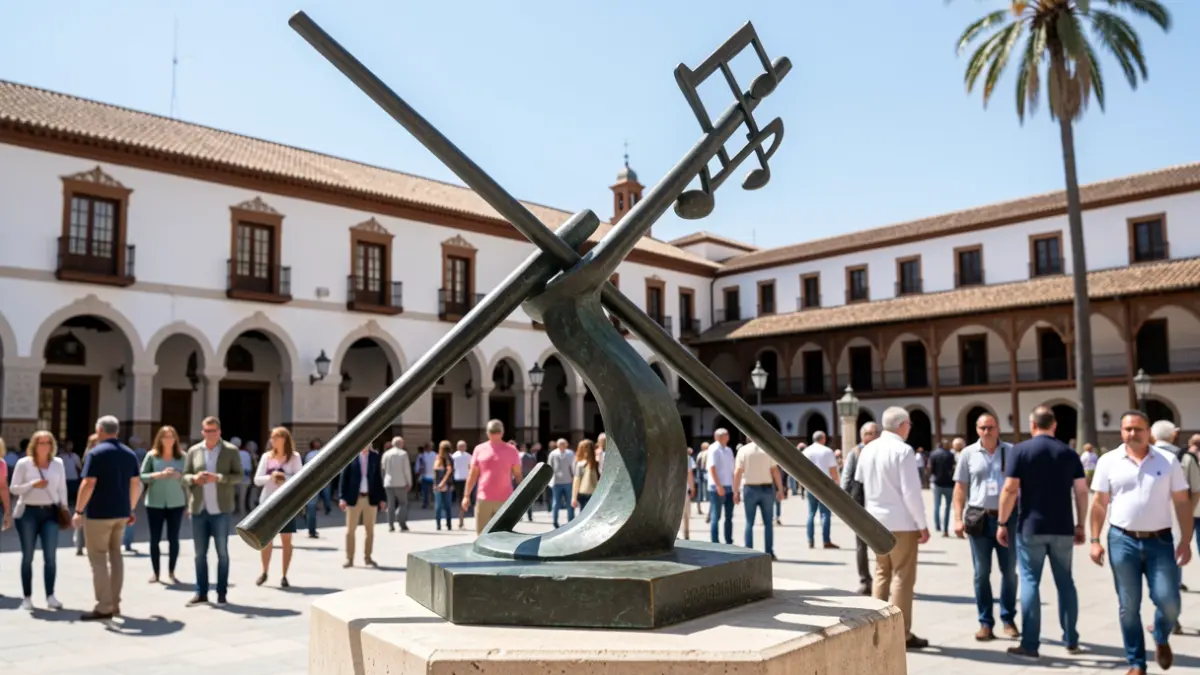 Escultura en homenaje al Maestro Olmo en la Plaza de la Cultura de Guillena.