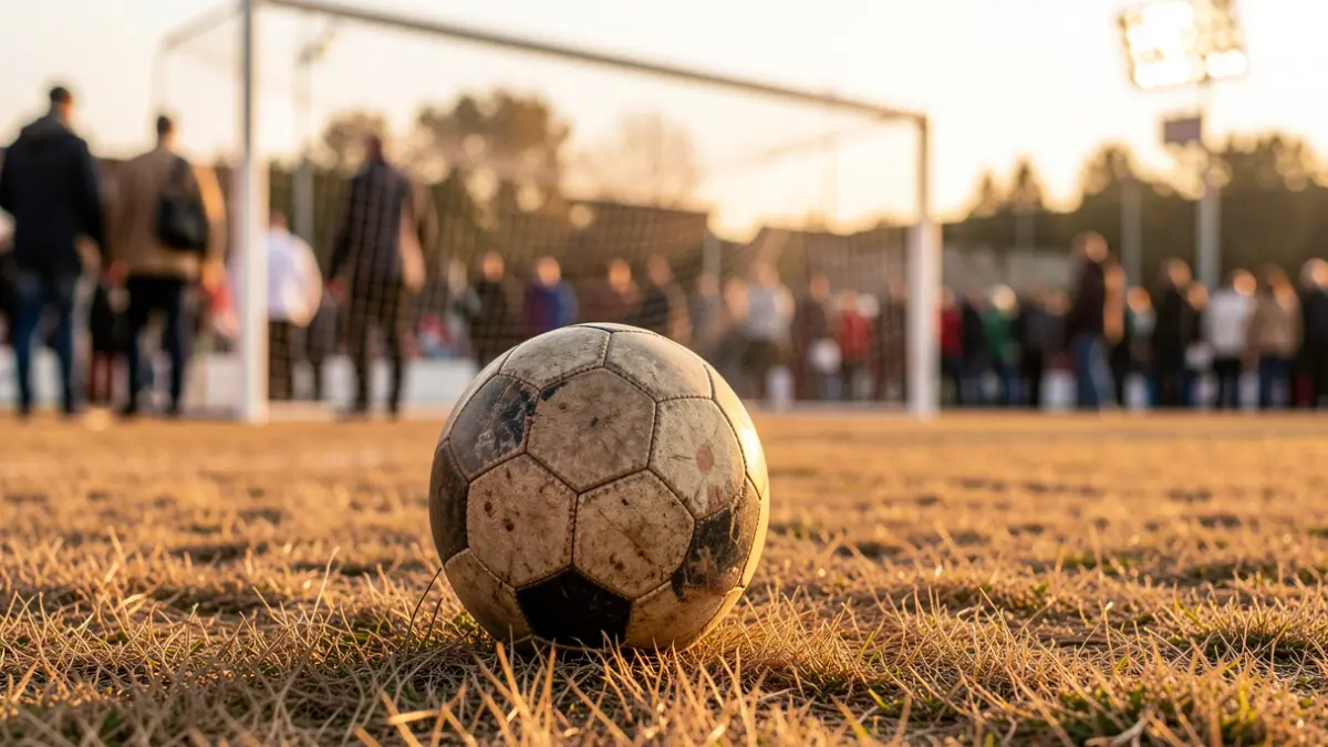 Generic image of an old soccer ball on grass.