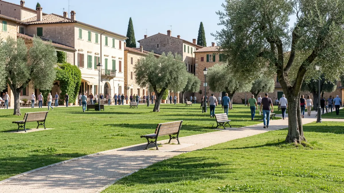 Imagen genérica de un parque público con zonas verdes y caminos.