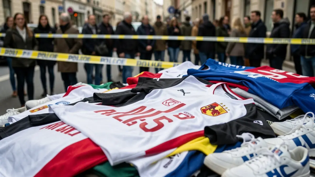 Imagen de ropa deportiva y calzado falsificado intervenido por la Policía Local de Sevilla.
