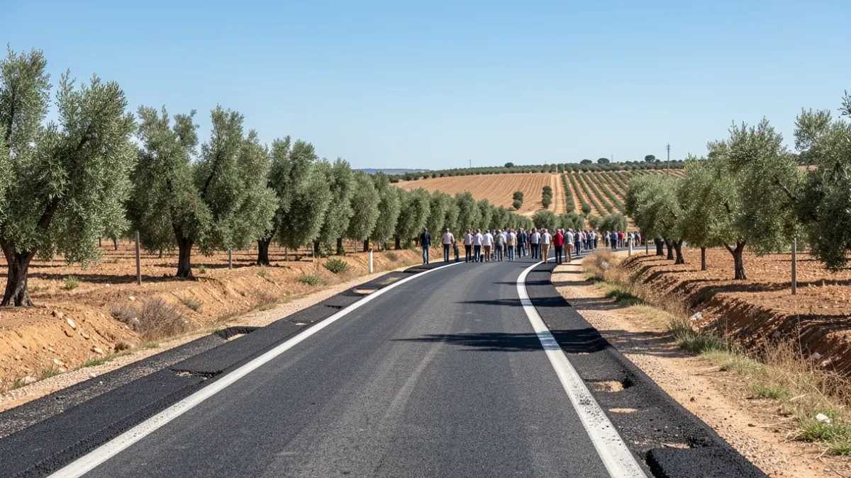 Rural road in the province of Jaén after improvement works.