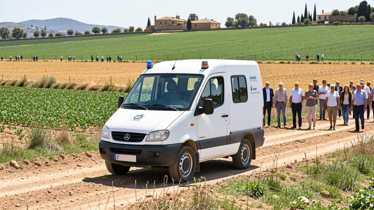 Unidad móvil de ITV agrícola en un entorno rural andaluz.