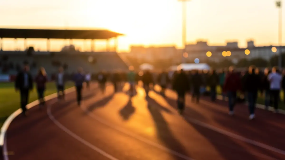 Imagen genérica de una pista de atletismo al atardecer.